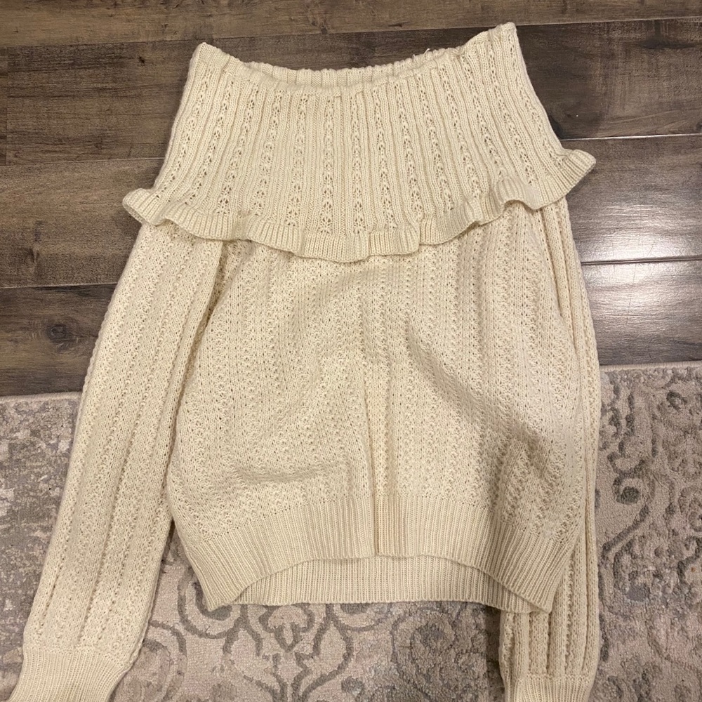 Off the shoulder cream sweater